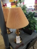 Pr brass lamps, artificial plants