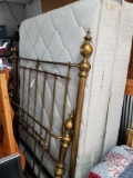 Early brass bed with boxspring and matress