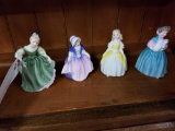 Royal Doulton figurines, fair maiden, dinky do, penny, bunny. Bid x 4