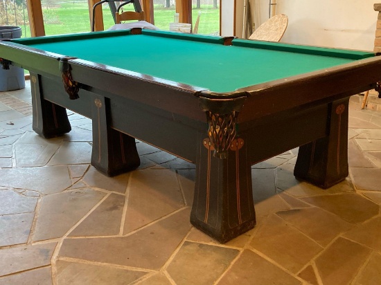 Antique 1900s Brunswick Balke Collender slate pool table
