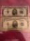 (2) five dollar silver certificates blue seal 1934