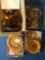 Large set of amber glass dishes