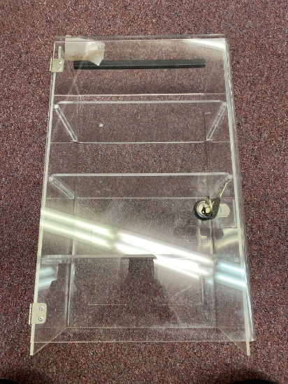 Acrylic display case with key, approx. 12-18 inches