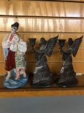 Hungary figurine, metal angle candleholders