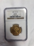 1891 CC 10 dollar coin AU 58 gold