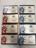 2002, 2003, 2004 United States proof sets, 3 are silver