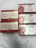 2009, 2006, 2008 USA mint proof sets, some silver coins