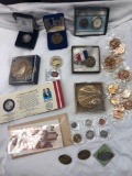 Various coins, medals, commemorative coins