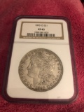 1895 liberty silver dollar coin, professionally graded