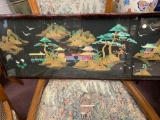 Asian scene wall hanging 40? x 16? inches, made by cut paper