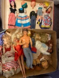 2 flats dolls and doll parts