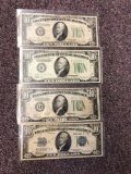 3 ten dollar notes, 1 ten dollar silver certificates