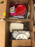 2 boxes misc household dishes etc