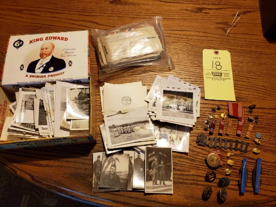 Vintage Wartime Photos, US Military Pins, Postcards