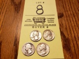 1942, '52, '54, '56 Silver Quarters