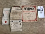 WWII war map of Germany - war ration books - last will and testament of Adolf Hitler (joke)