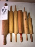 Assorted ant. wood rolling pins.