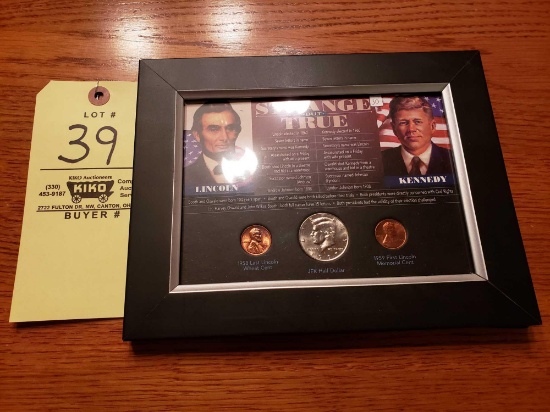 Kennedy and Lincoln Commemorative Frame with Coins
