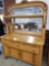 Early claw foot buffet with mirror top, 5 ft W x 2 ft D x 7 1/2 T