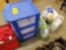 Plastic organizer, party items, Bissell steamer