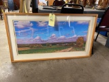 Signed Large farm scene framed art work