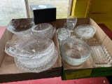 Two boxes of pattern glass and cut glass