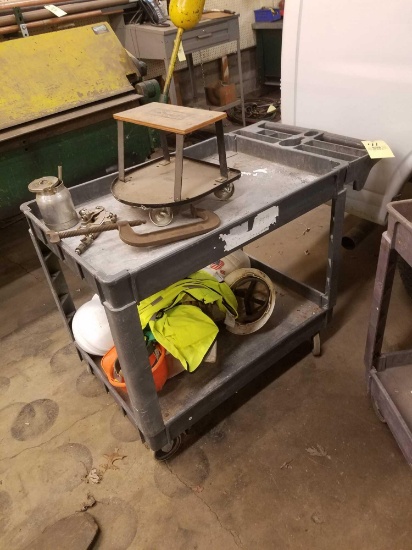 Poly cart and safety gear, shop stool