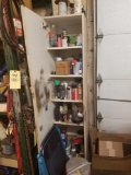 Lawn chairs, cooler, cabinet with sprays