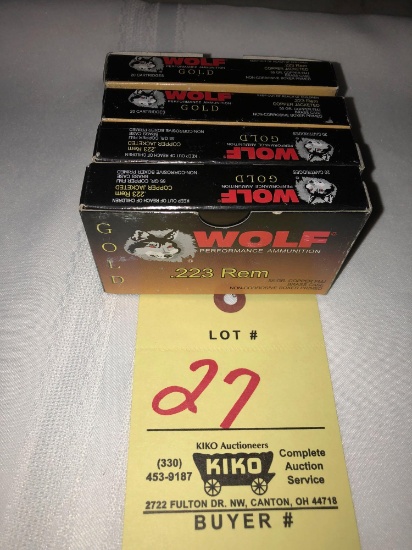 (4) boxes Wolf Gold .223rem ammo