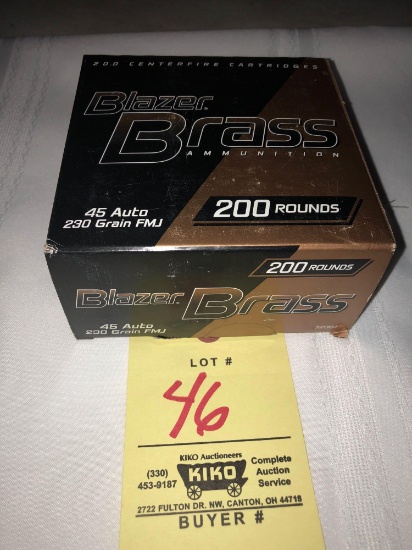 200 rounds Blazer Brass 45 Auto Ammo