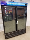 Hussmann double door commercial refrigerator, with key, works