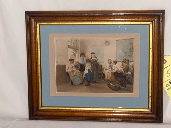 Unsigned print of black hospital clinic, 17 x 14 frame.