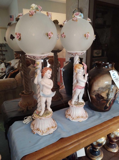 2 Cherub Lamps