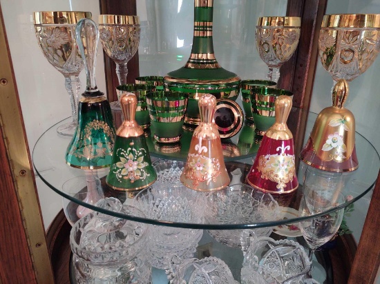 Bohemian Style Bell Set, Stemware & Decanter Set