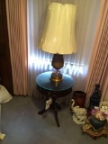 Round Side Table w/ Drawer, Purple Lamp