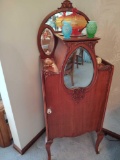 Old Music Case w/ Linens, Candlesticks & Glasswares