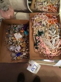 Two Boxes Of Costume Jewelry, Earrings, Necklaces