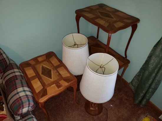 Matching Custom Wood Lamps and End Tables