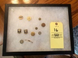 Military Pins and Buttons, Canton City Bus Token, Display Case