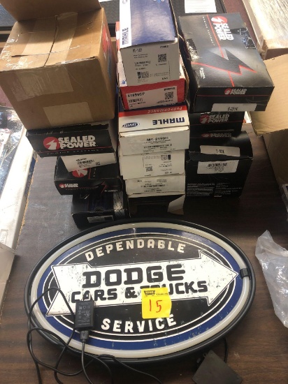Dodge sign, piston rings and bearings