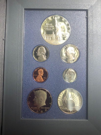 1986 Liberty prestige coin set, incl. liberty silver dollar