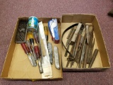 2 boxes of chisels, bits and tools
