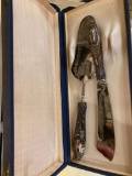 800 silver cake knife and server