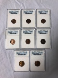 8 pennies graded professionally
