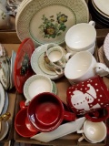 Mason china pieces, Christmas mugs, box lot