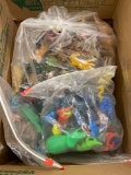 1 box full plastic animals and dinosaurs