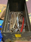 1 metal file box cabinet with tools