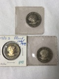 3 1979, 1980 Susan B Anthony coins