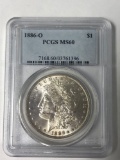 1886 O silver dollar coin ms60