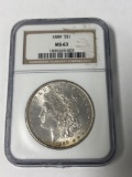 1889 silver dollar coin MS 63